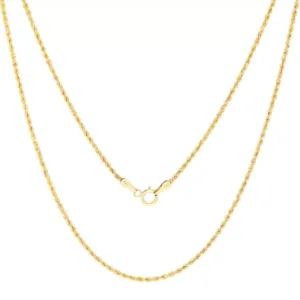 14K Yellow Gold Diamond Cut Rope Chain Necklace 2