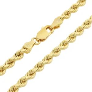 14K Yellow Gold Diamond Cut Rope Chain Necklace 3