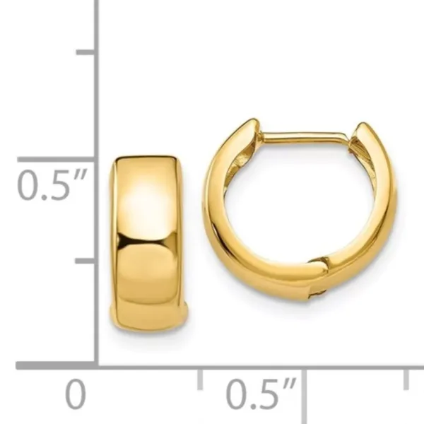 14K Yellow Gold Small Round Hinged Hoop Earrings – Huggie Hoops (4mm, 0.5 Inch) 2