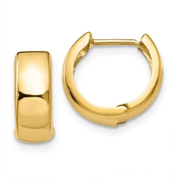 14K Yellow Gold Small Round Hinged Hoop Earrings – Huggie Hoops (4mm, 0.5 Inch)