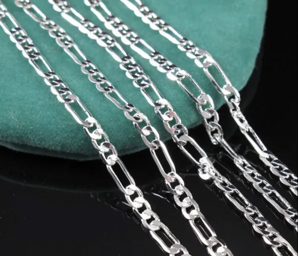 925 Sterling Silver Plated Figaro Chain Necklace