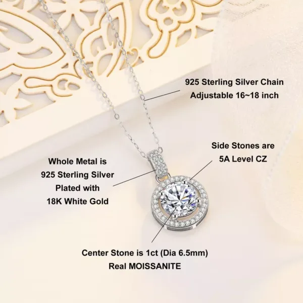 1-4CT Moissanite Pendant Necklace 1