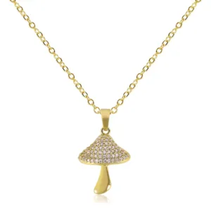 Gold Mushroom Pendant Necklace