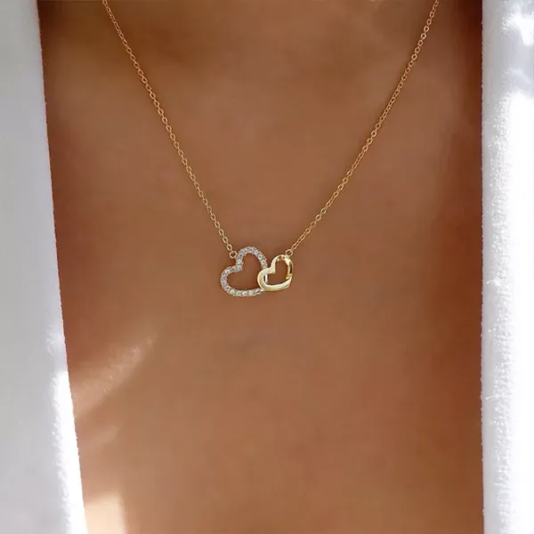 Love Necklace - Double Peach Heart Pendant 2