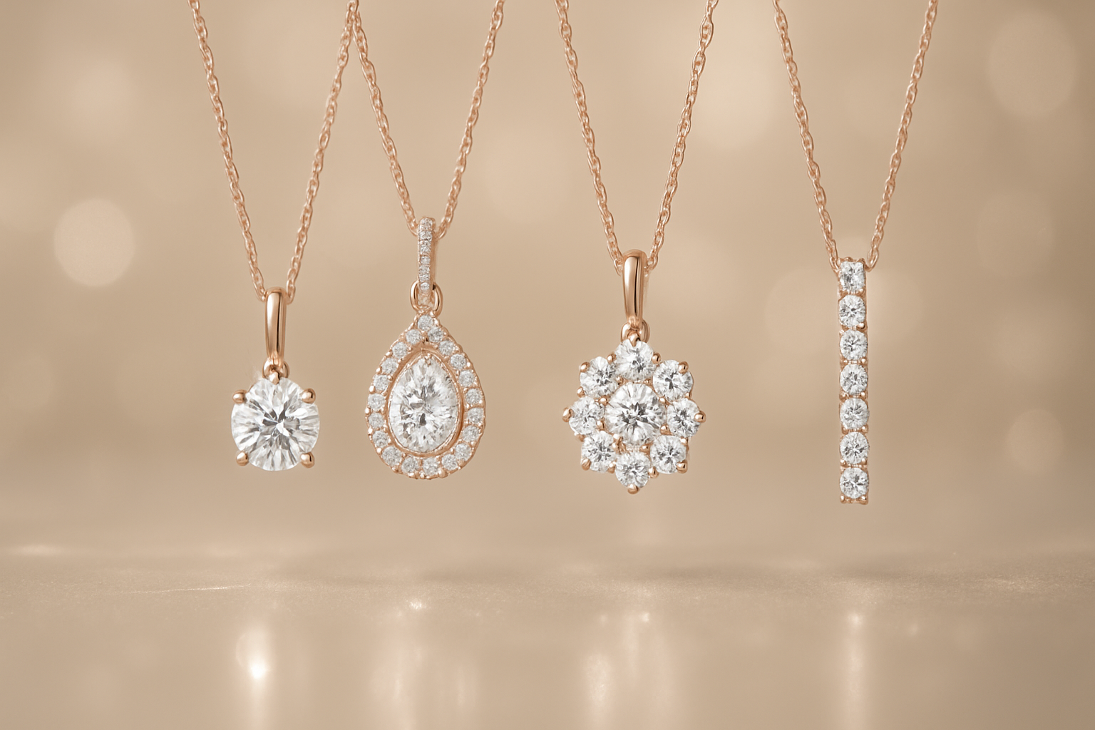 Real Diamond Pendant Set Designs