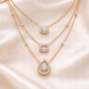Rosé Noor Cascade necklace featuring Polki stones and diamond accents in gold-coated 925 silver