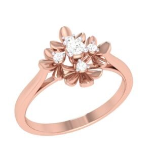 Rose Gold Floral Cluster Diamond Ring
