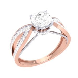 Rose Gold Split Shank Halo Diamond Ring