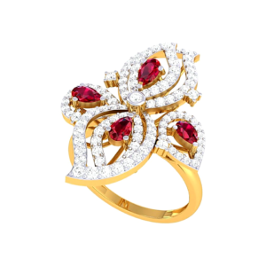 Diamond Leaf Spray Ring