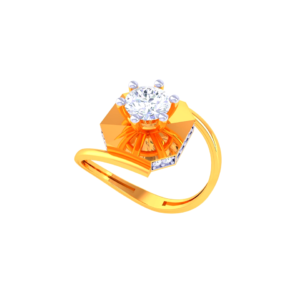 Hexagon Geometric Solitaire Ring