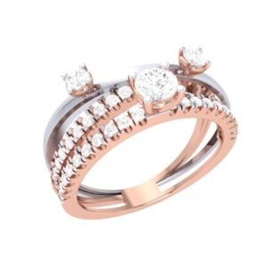 Rose Gold Multi-Row Three-Stone Diamond Ring