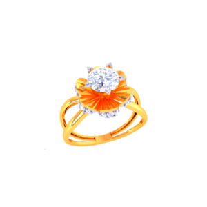 Beaded Floral Solitaire Ring
