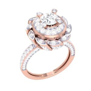 Rose Gold Crossover Split Shank Diamond Ring