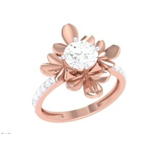 Rose Gold Twisted Band Diamond Ring