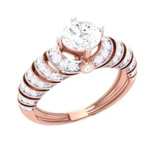 Rose Gold Grand Solitaire Wide Band Diamond Ring