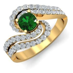 Sculptural Leaf Gold Diamond Ring