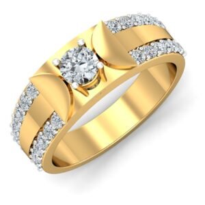 Bold Solitaire Sculpted Band Ring