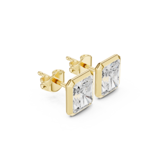 Slant Bezel Radiant Cut Diamond Earrings