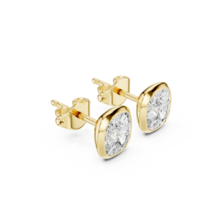 Slant Bezel Cushion Cut Diamond Stud Earrings