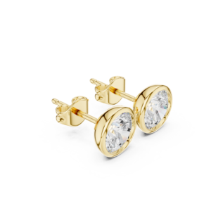 Slant Bezel Round Diamond Stud Earrings
