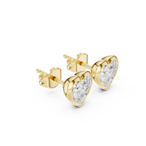 Slant Bezel Heart Cut Diamond Earrings