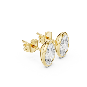 Slant Bezel Oval Cut Diamond Stud Earrings