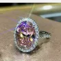 6.00 Ct Oval Natural Morganite & Diamond Ring in 14K Solid White Gold (Size 7)