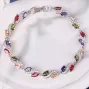 New Flower Rainbow Mix Color Amethyst Topaz Gems Silver Charm Bracelet 3